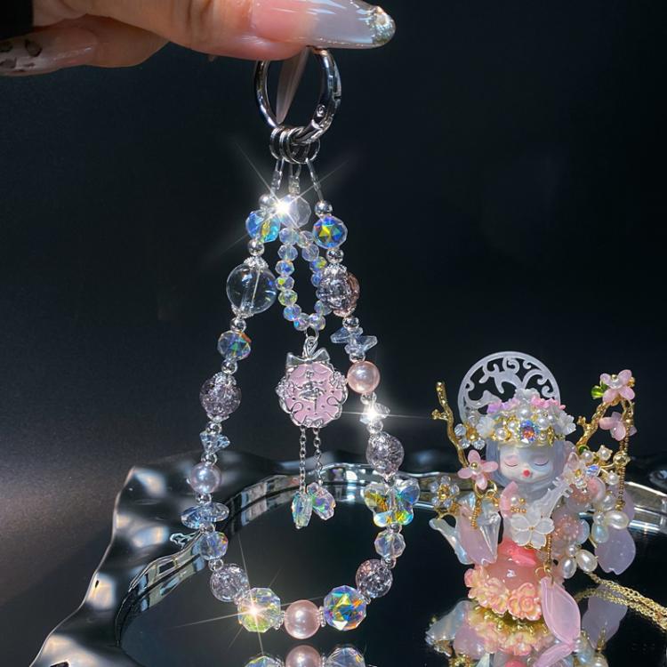 Alloy Flower Pendant Crystal Beaded Cell Phone Chain