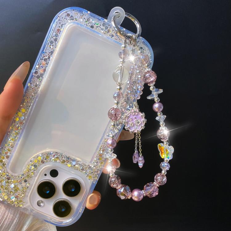 Alloy Flower Pendant Crystal Beaded Cell Phone Chain