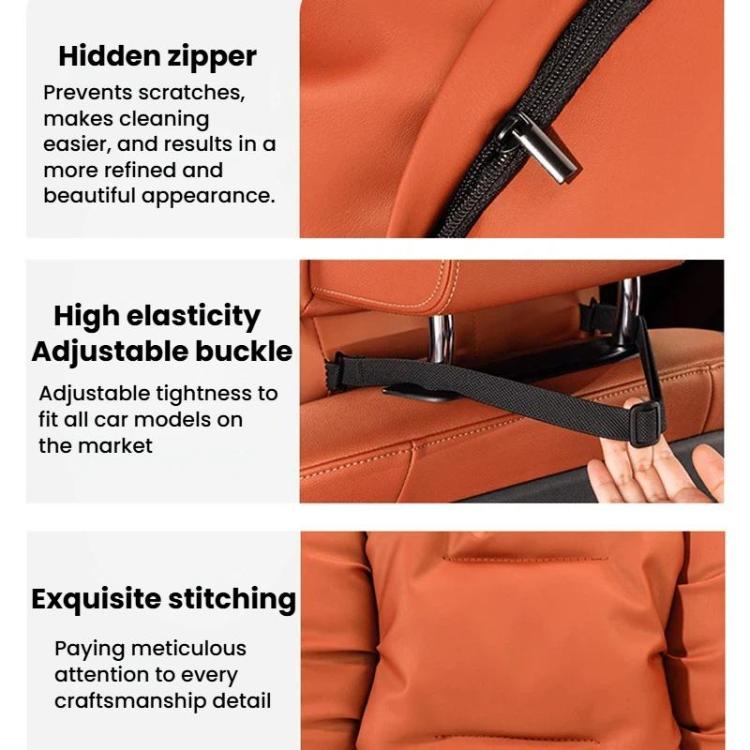 Car Stain-Resistant Leather Headrest Car Neck Pillow Lumbar Cushion Set, Spec: Headrest+Backrest Red