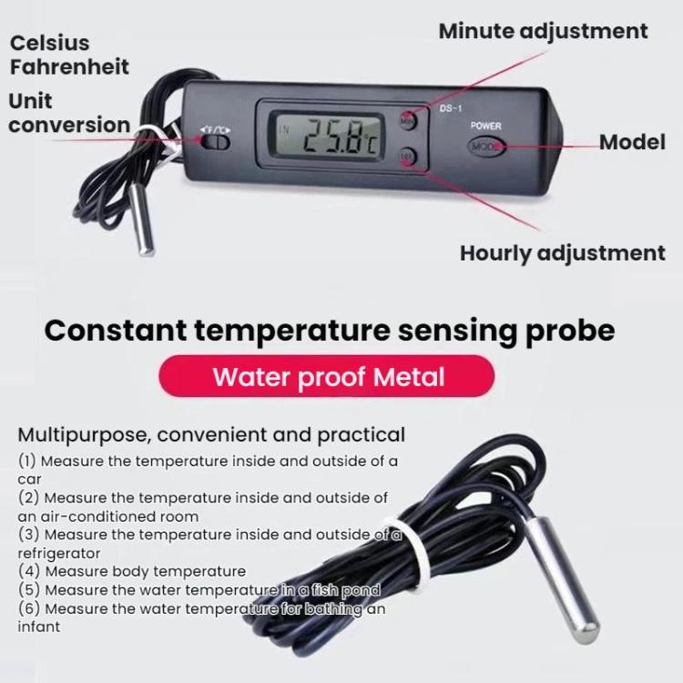 Mini Embedded Waterproof Large Screen Electronic Digital Display Thermometer - DS-1