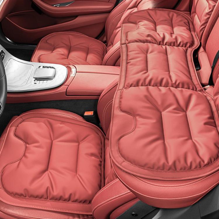 Car Seat Cushion Thickened Non-Slip Front Rear Seat Cushions, Spec: 3pcs Seat Cushion Red