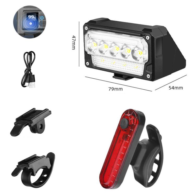 Smart Light-sensing Bicycle USB Charging Headlight For Night Riding, Specification: Headlight+Taillight