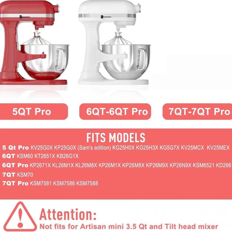 6QT Stainless Steel Mixing Bowl For KitchenAid 5QT Pro/6QT/6QT Pro/7QT/7QT Pro Lift Stand Mixers