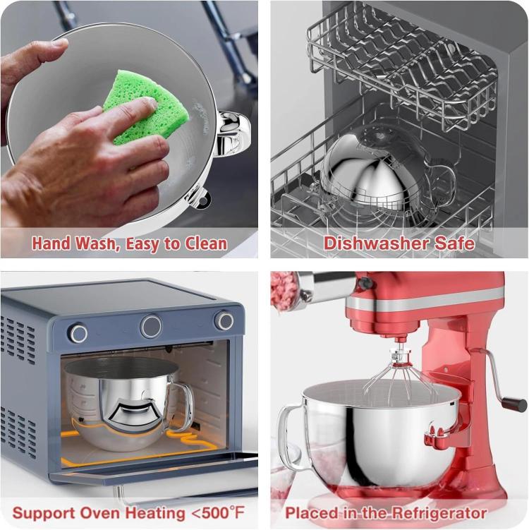 6QT Stainless Steel Mixing Bowl For KitchenAid 5QT Pro/6QT/6QT Pro/7QT/7QT Pro Lift Stand Mixers