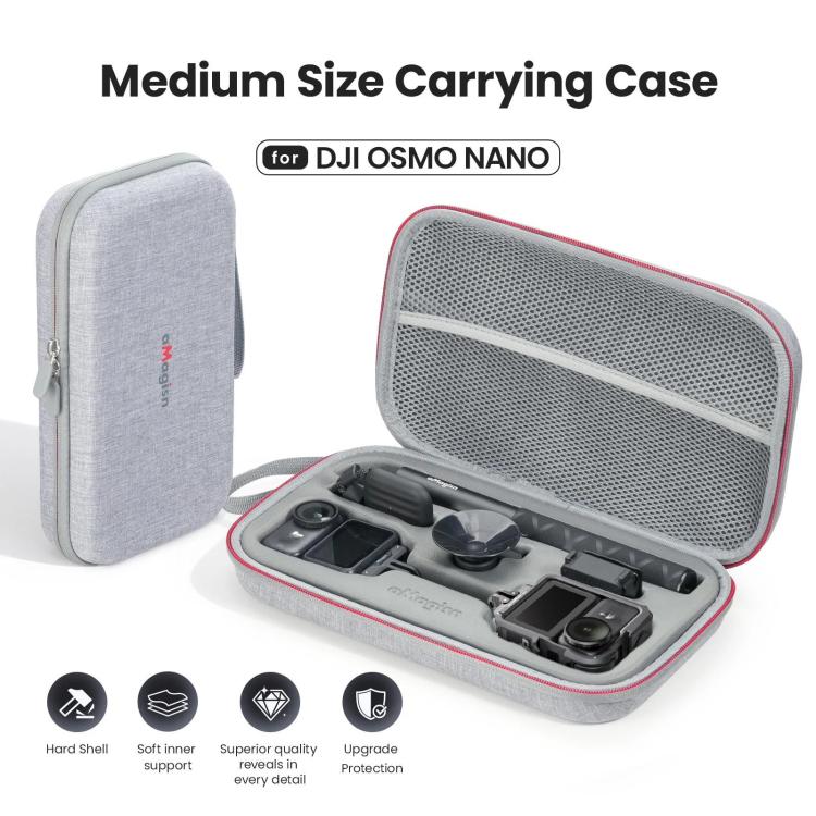 For DJI Osmo Nano aMagisn Medium Hard Shell Carrying Case with Removable Foam Insert - Gray