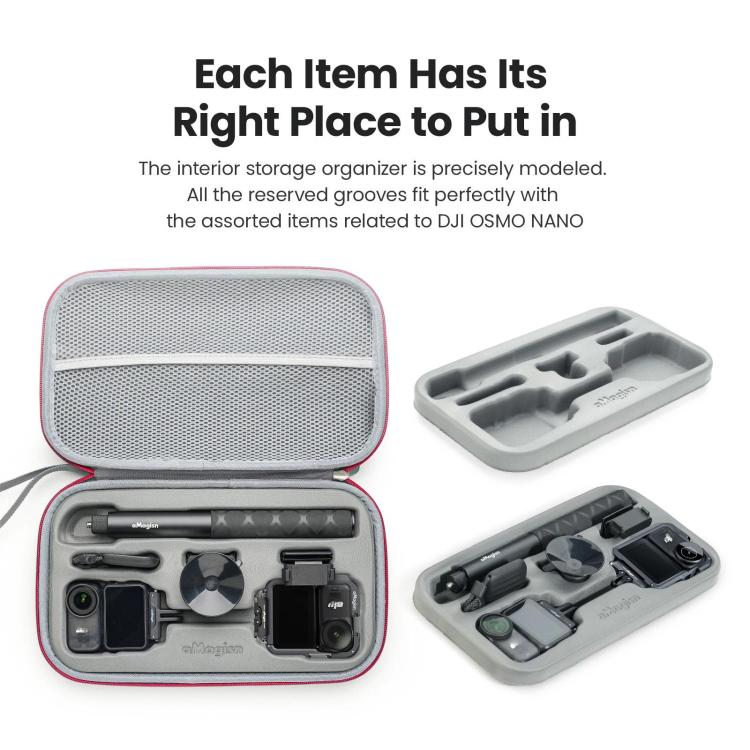 For DJI Osmo Nano aMagisn Medium Hard Shell Carrying Case with Removable Foam Insert - Gray