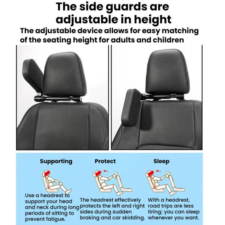 B03S Parallelogram Single-Side Headrest Car Neck Support Pillow Car Seat Side Sleeping Pillow - Black