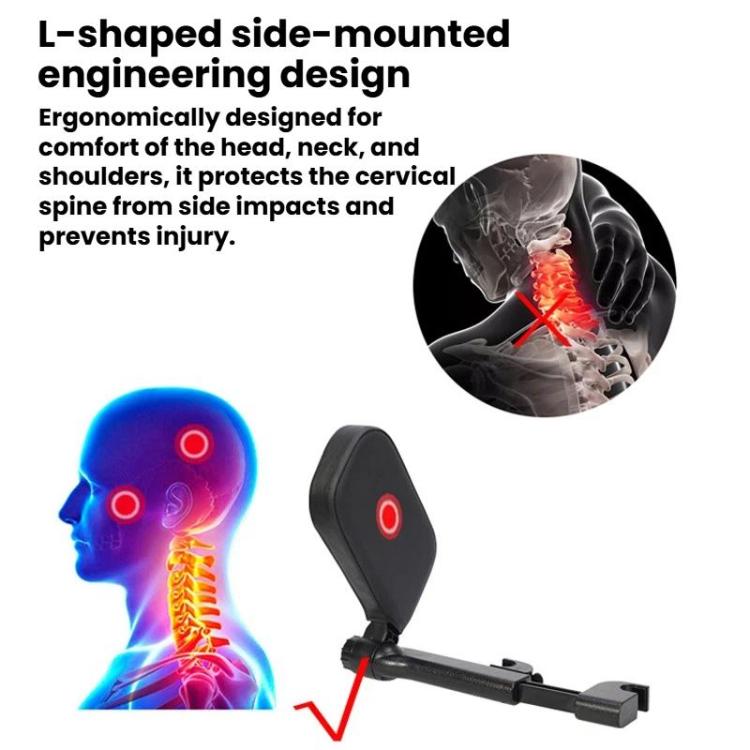 B03S Parallelogram Single-Side Headrest Car Neck Support Pillow Car Seat Side Sleeping Pillow - Black