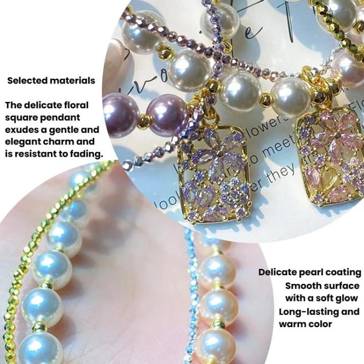 Pearl Cell Phone Chain Beaded Flower Zirconia Pendant Chain Crystal Wrist Charms
