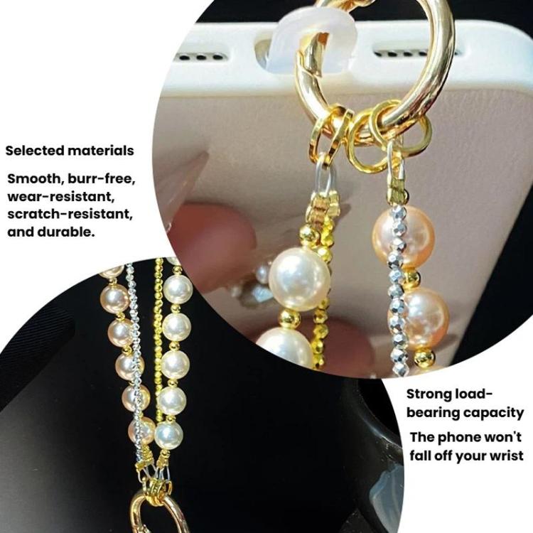 Pearl Cell Phone Chain Beaded Flower Zirconia Pendant Chain Crystal Wrist Charms