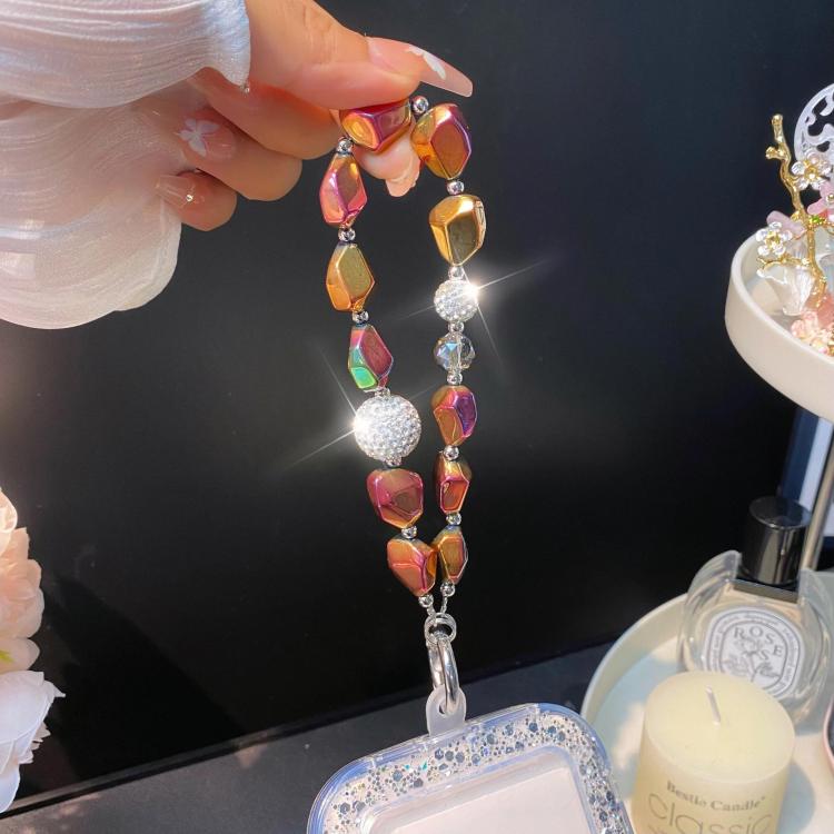 Acrylic Stone Cell Phone Lanyard Rhinestone Orb Lanyard Handheld Keychain