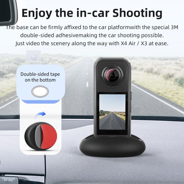 For Insta360 X4 Air/X3 aMagisn Silicone Mount Holder Base Car Dashboard & Desk Stand Without Double-sided Tape
