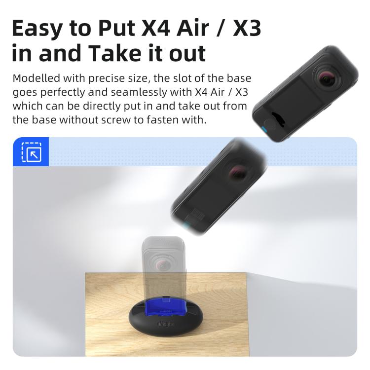 For Insta360 X4 Air/X3 aMagisn Silicone Mount Holder Base Car Dashboard & Desk Stand With Double-sided Tape