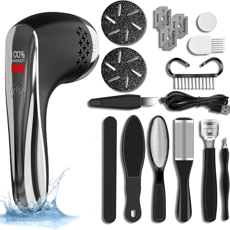 C6497 Digital Display Waterproof Electric Foot File Dead Skin Removal Foot File, Spec: 10pcs Black