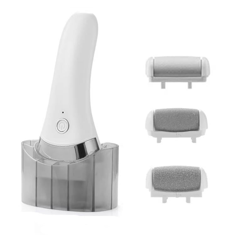 Electric Callus Remover For Feet Rechargeable Foot File With 3 Speed Settings, Coarse/Medium/Fine Grinding Heads - White