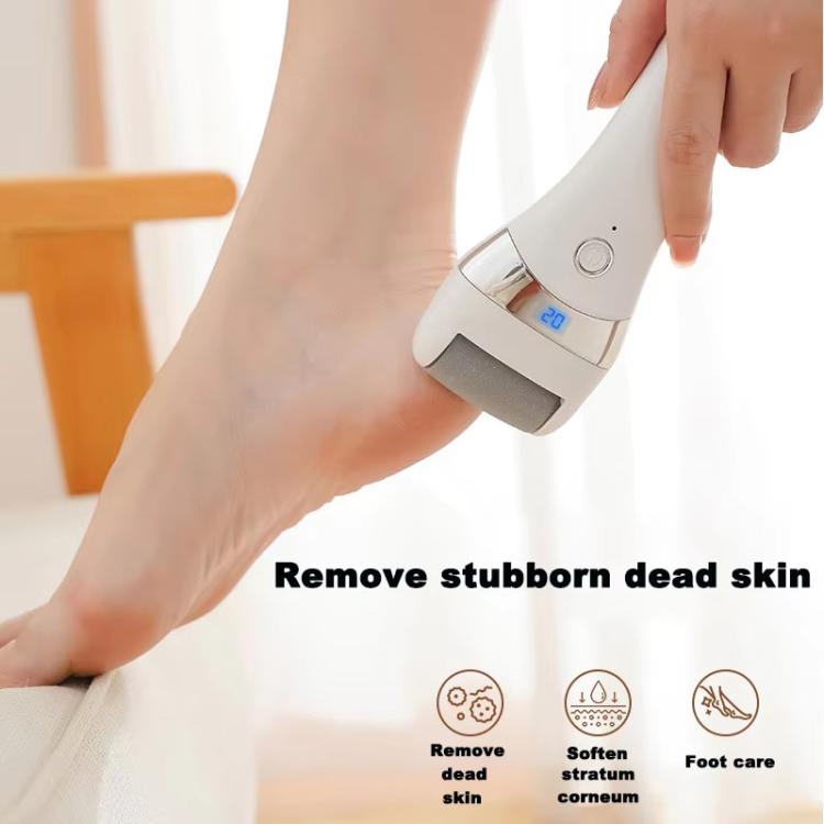 Electric Callus Remover For Feet Rechargeable Foot File With 3 Speed Settings, Coarse/Medium/Fine Grinding Heads - White
