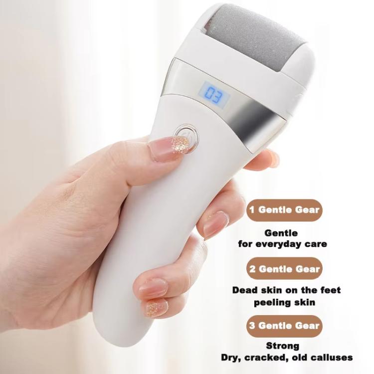 Electric Callus Remover For Feet Rechargeable Foot File With 3 Speed Settings, Coarse/Medium/Fine Grinding Heads - White
