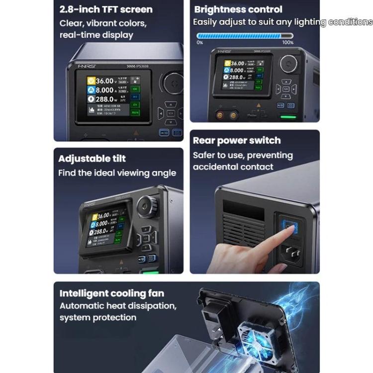 FNIRSI IPS3608 CNC DC Adjustable Regulated Power Supply High-Power Upper Computer EU Plug