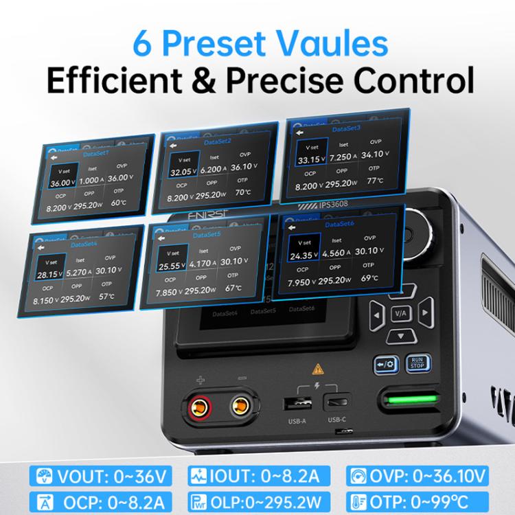 FNIRSI IPS3608 CNC DC Adjustable Regulated Power Supply High-Power Upper Computer US Plug
