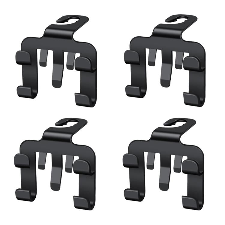 4pcs Multi-functional Car Seat Back Hook Phone Holder - Black
