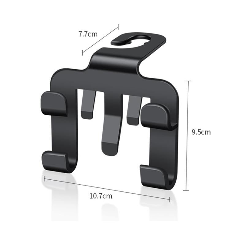 4pcs Multi-functional Car Seat Back Hook Phone Holder - Black