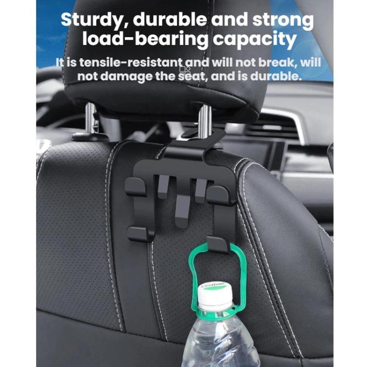 4pcs Multi-functional Car Seat Back Hook Phone Holder - Black