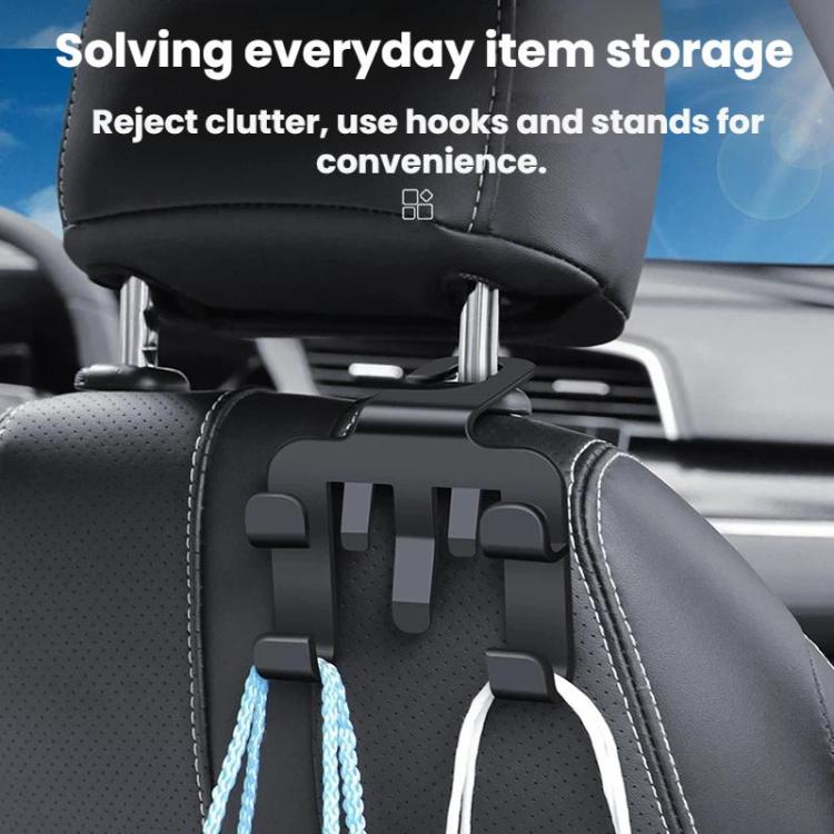 4pcs Multi-functional Car Seat Back Hook Phone Holder - Black
