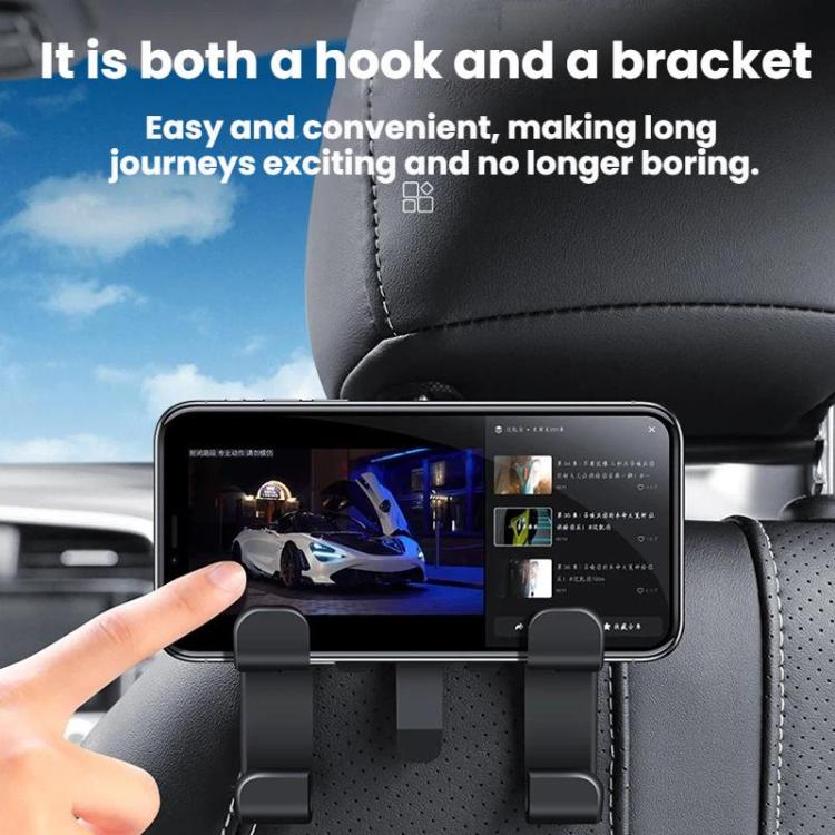 4pcs Multi-functional Car Seat Back Hook Phone Holder - Black