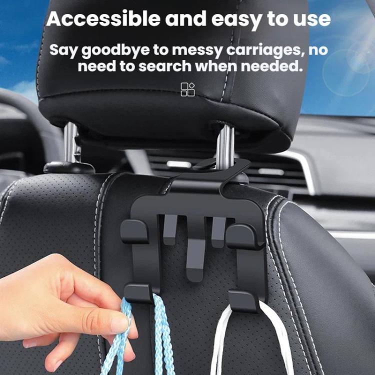 4pcs Multi-functional Car Seat Back Hook Phone Holder - Black