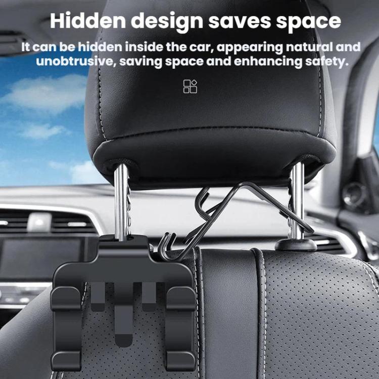4pcs Multi-functional Car Seat Back Hook Phone Holder - Black