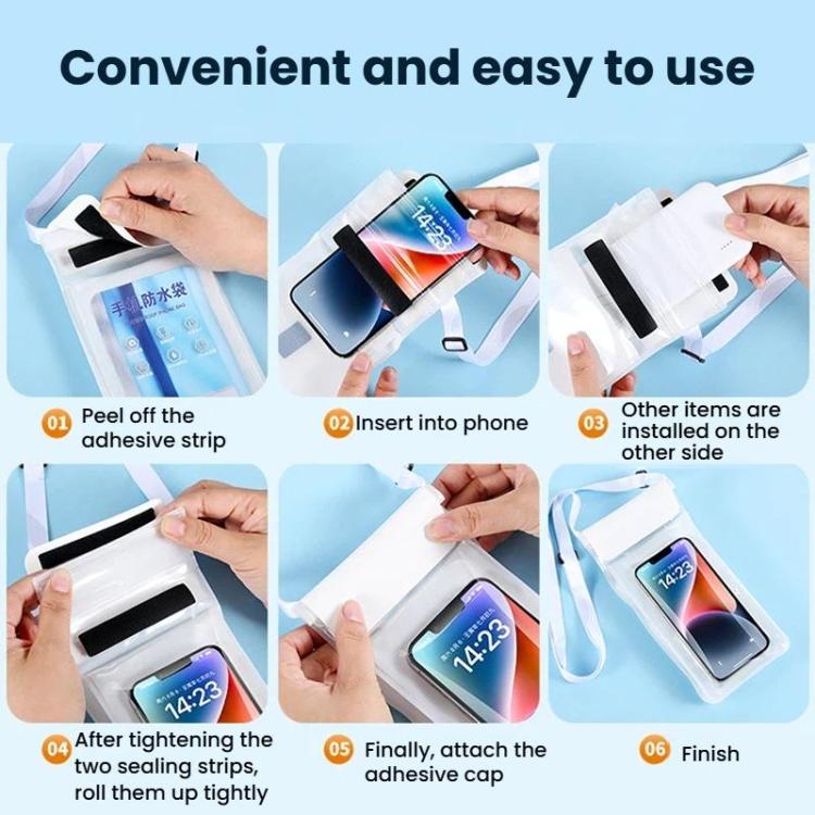 7.5+7.2 inch Dual Compartment IPX8 Cell Phone Waterproof Bag Transparent Sealed Portable Double Layer Phone Case