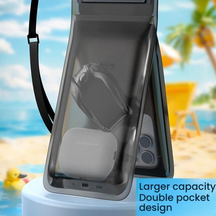 7.5+7.2 inch Dual Compartment IPX8 Cell Phone Waterproof Bag Transparent Sealed Portable Double Layer Phone Case