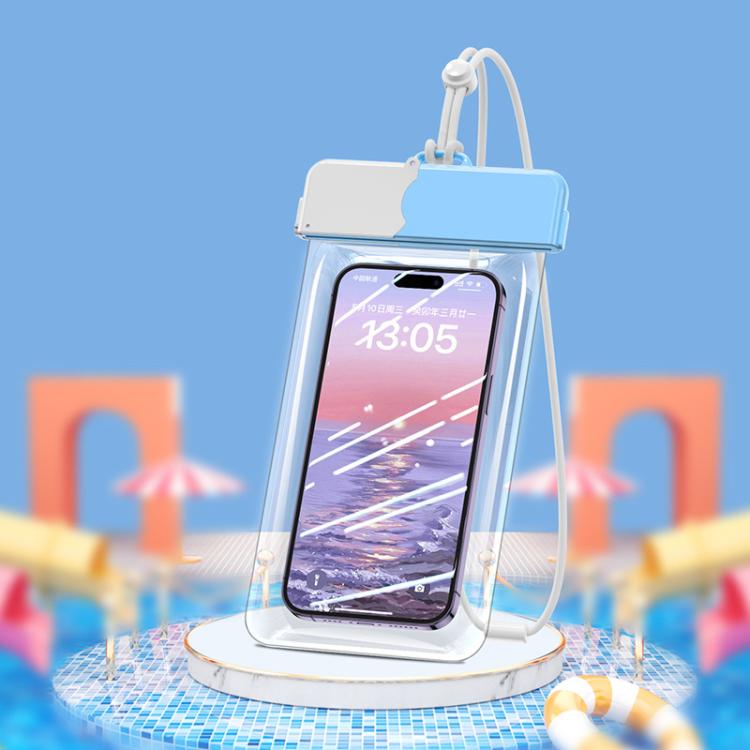 7.2 inch Cell Phone IPX8 Grade Waterproof Bag Touch Screen Swimming Dive Cover, Color: Blue White