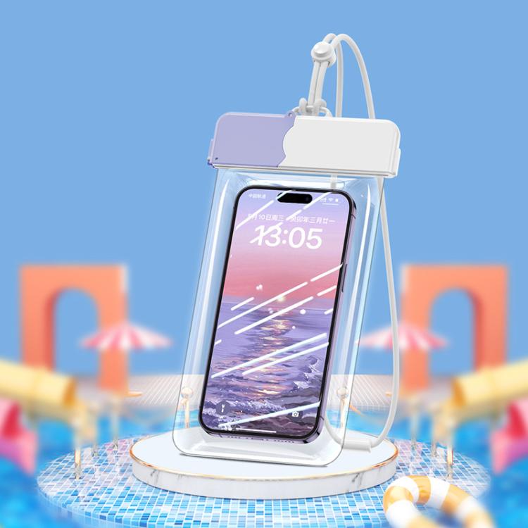 7.2 inch Cell Phone IPX8 Grade Waterproof Bag Touch Screen Swimming Dive Cover, Color: White Purple