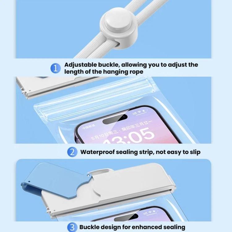 7.2 inch Cell Phone IPX8 Grade Waterproof Bag Touch Screen Swimming Dive Cover, Color: Blue White