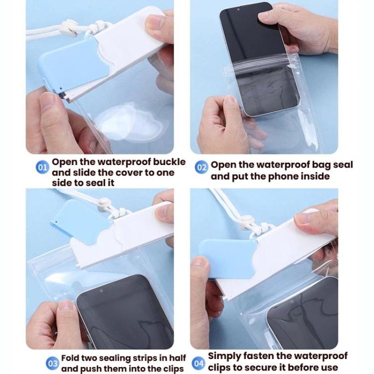 7.2 inch Cell Phone IPX8 Grade Waterproof Bag Touch Screen Swimming Dive Cover, Color: Blue White