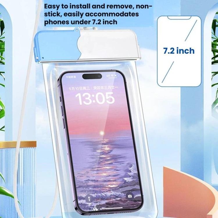 7.2 inch Cell Phone IPX8 Grade Waterproof Bag Touch Screen Swimming Dive Cover, Color: Blue White