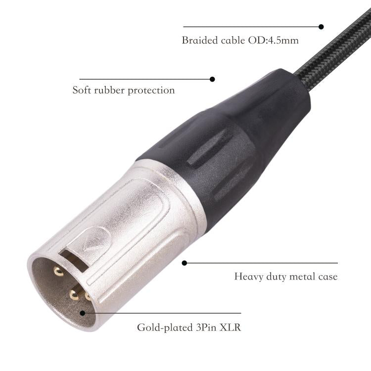 6.35mm Female to XLR Male to 1/4 inch TRS Audio Adapter Cable - 30cm