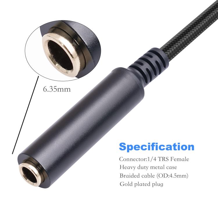 6.35mm Female to XLR Male to 1/4 inch TRS Audio Adapter Cable - 30cm