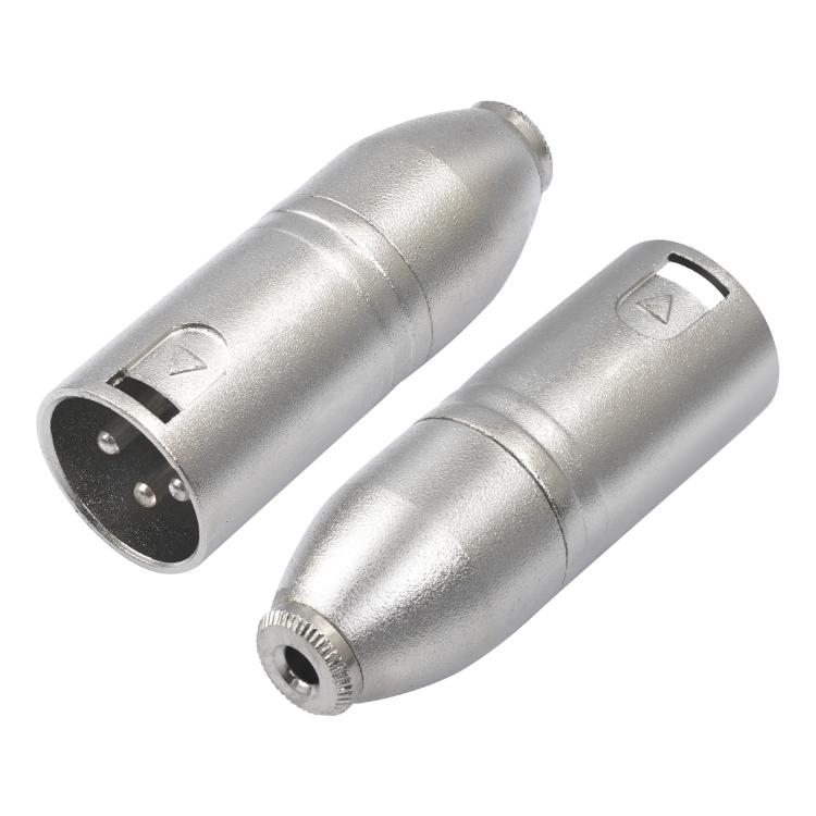 Metal Housing 3.5mm Female 1/8 TRS to Carnott Male XLR Male Audio Adapter - 52x18mm