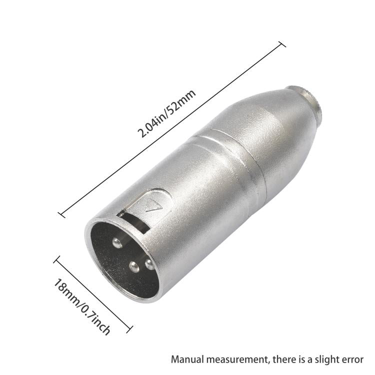 Metal Housing 3.5mm Female 1/8 TRS to Carnott Male XLR Male Audio Adapter - 52x18mm