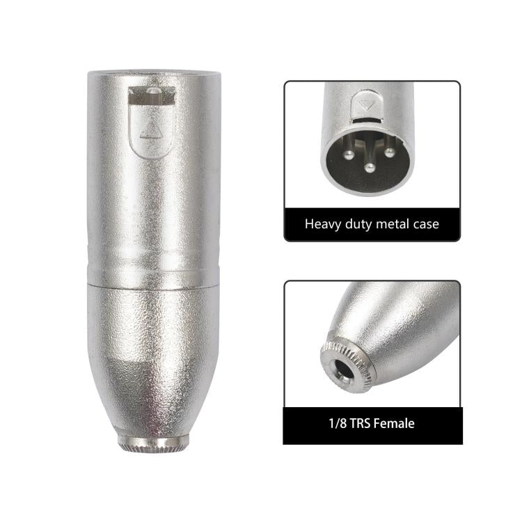 Metal Housing 3.5mm Female 1/8 TRS to Carnott Male XLR Male Audio Adapter - 52x18mm