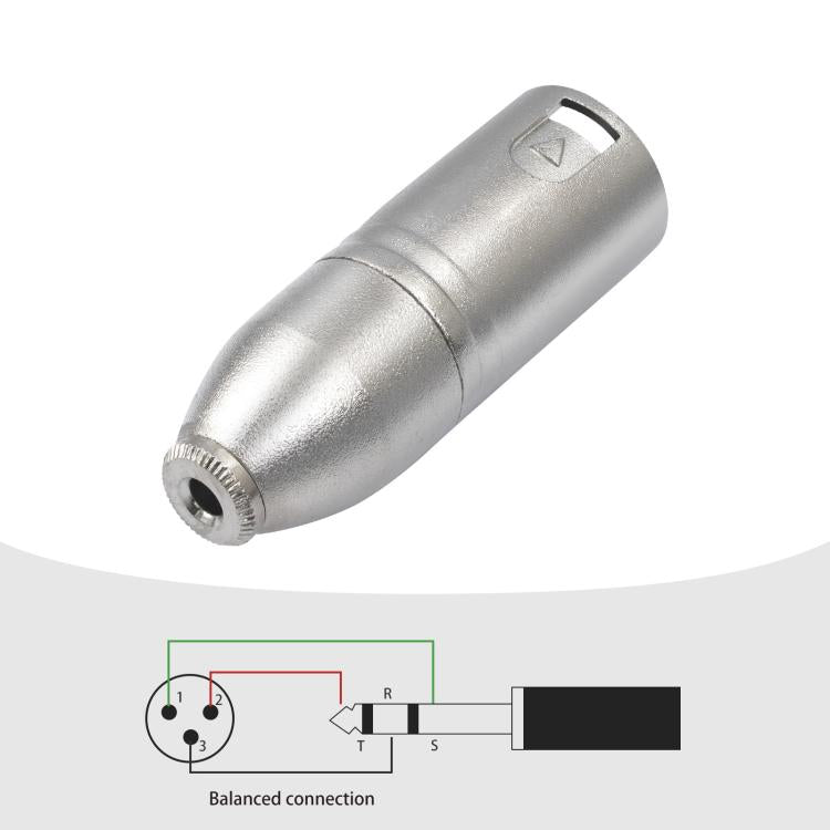 Metal Housing 3.5mm Female 1/8 TRS to Carnott Male XLR Male Audio Adapter - 52x18mm