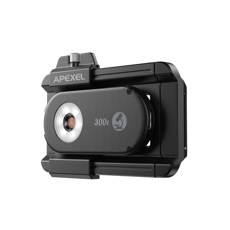 APEXEL PhoneMicro 5 Smartphone Microscope 300X Dual-Light Microscopic + UV, Multi-Mode Lighting - Black