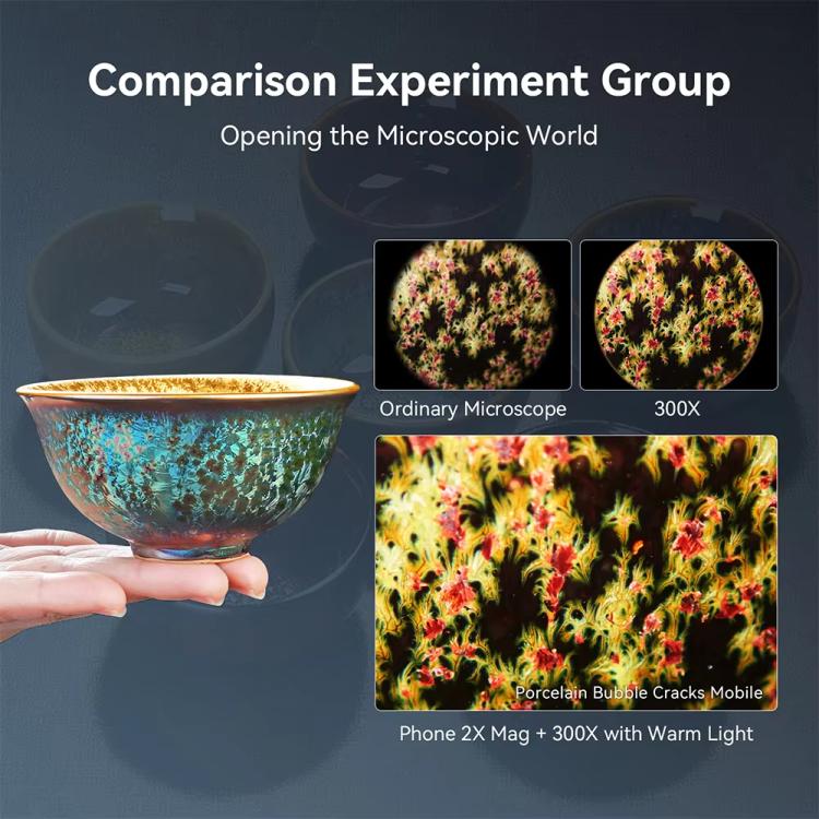 APEXEL PhoneMicro 5 Smartphone Microscope 300X Dual-Light Microscopic + UV, Multi-Mode Lighting - Black