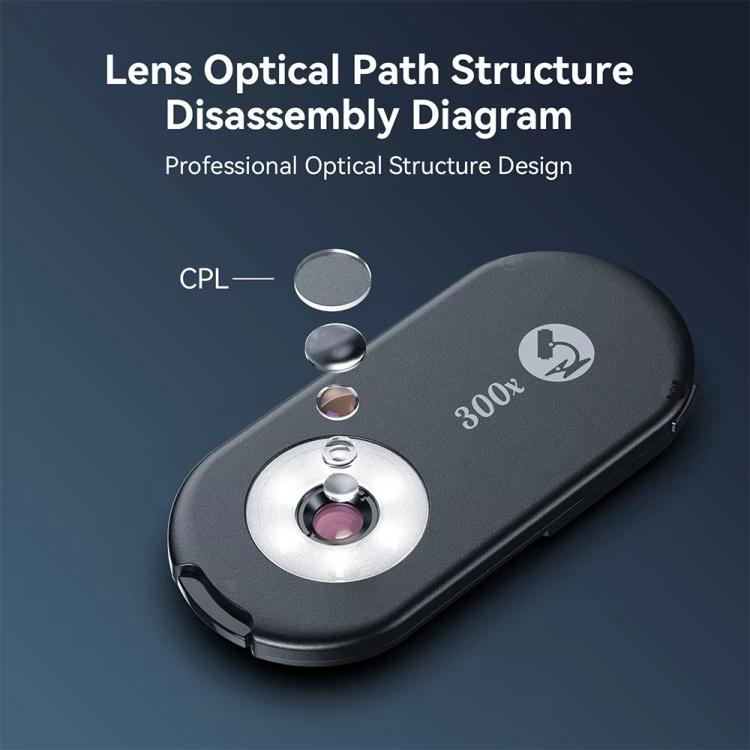 APEXEL PhoneMicro 5 Smartphone Microscope 300X Dual-Light Microscopic + UV, Multi-Mode Lighting - Black