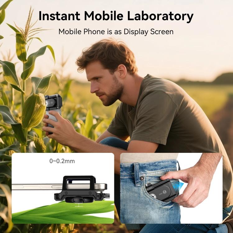 APEXEL PhoneMicro 5 Smartphone Microscope 300X Dual-Light Microscopic + UV, Multi-Mode Lighting - Black