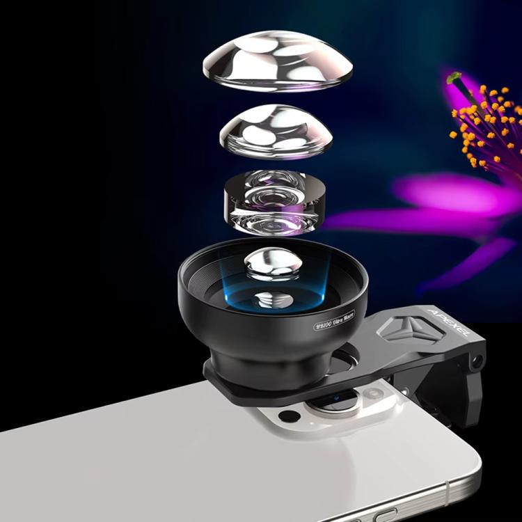 APEXEL HB100U Macro Lens Kit with 52MM CPL & Star Filter for Smartphones 3-in-1 Phone Camera Lens Set - Black