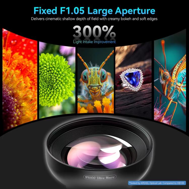 APEXEL HB100 Ultra Macro Lens & FL26 Fill Light Combo for Smartphones Close-Up Photography Kit - Black