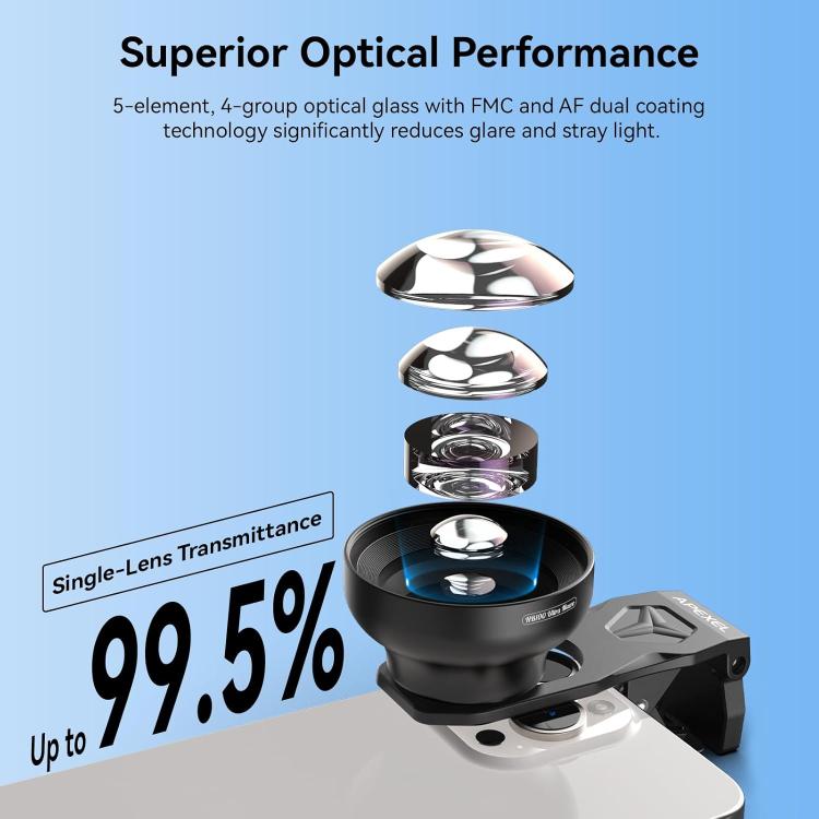 APEXEL HB100 Ultra Macro Lens & FL26 Fill Light Combo for Smartphones Close-Up Photography Kit - Black